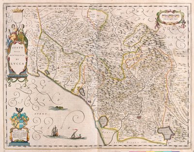 Lucca, Itália, em "Theatrum Orbis Terrarum, sive Atlas Novus" de Willem Blaeu, Amesterdão de Willem Blaeu