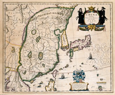 Mapa da China, Japão e Coreia. (Gravura de Willem Blaeu