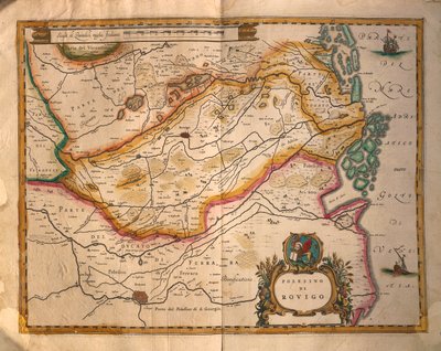 Mapa de Rovigo, Itália, e arredores, da Regionum Italiae de Willem Blaeu de Willem Blaeu