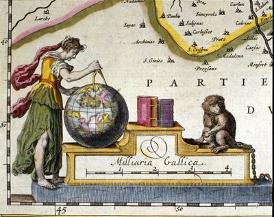Medição da Terra. Detalhe do atlas de Willem Janszoon Blaeu (1571-1638). Amesterdão 1630. de Willem Blaeu