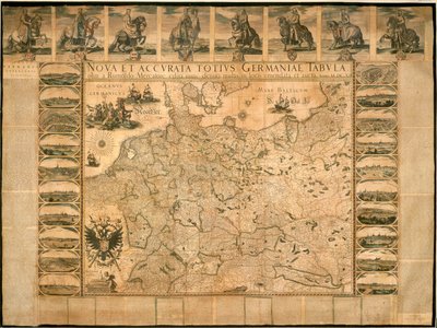 Nova e Precisa Ilustração da Alemanha em sua Entidade por Willem Janszoon Blaeu, chapa de cobre, impressa em Amsterdã de Willem Blaeu