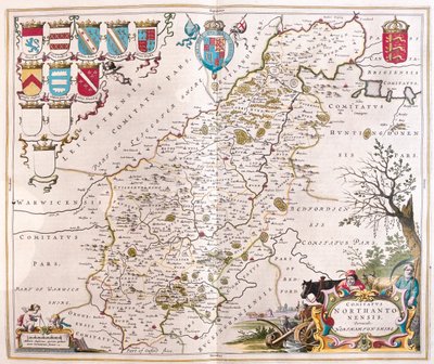 Northampton shire, em "Theatrum Orbis Terrarum, sive Atlas Novus" de Willem Blaeu, Amesterdão de Willem Blaeu