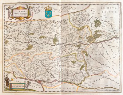 Zona norte de Lyon, em "Theatrum Orbis Terrarum, sive Atlas Novus" de Willem Blaeu, Amesterdão de Willem Blaeu