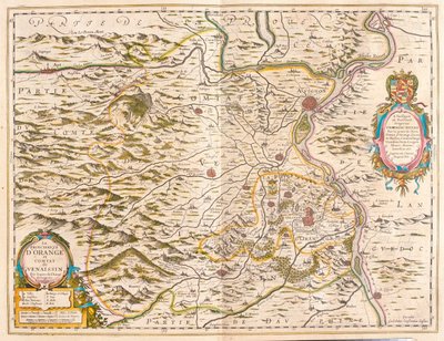 Orange e Avignon, em "Theatrum Orbis Terrarum, sive Atlas Novus" de Willem Blaeu, Amesterdão de Willem Blaeu