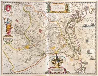 Padova, Itália, em "Theatrum Orbis Terrarum, sive Atlas Novus" de Willem Blaeu, Amesterdão de Willem Blaeu