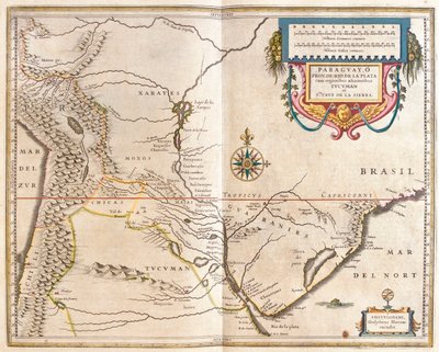 Paraguai e Rio da Prata, em "Theatrum Orbis Terrarum, sive Atlas Novus" de Willem Blaeu, Amesterdão de Willem Blaeu