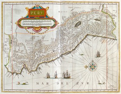 Peru, em "Theatrum Orbis Terrarum, sive Atlas Novus" de Willem Blaeu, Amesterdão de Willem Blaeu