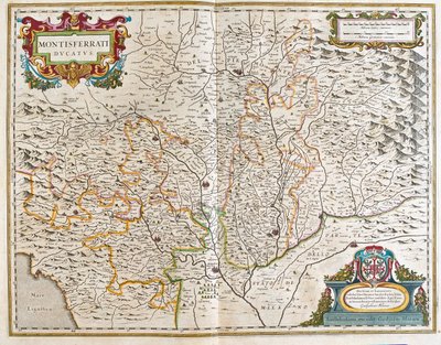 Piemont, Itália, em "Theatrum Orbis Terrarum, sive Atlas Novus" de Willem Blaeu, Amesterdão de Willem Blaeu