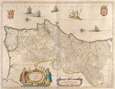 Portugal e o Algarve, em "Theatrum Orbis Terrarum, sive Atlas Novus" de Willem Blaeu, Amesterdão de Willem Blaeu