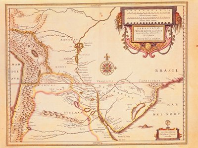 Rio de ll Plate, Rio da Prata e Bacia do Paraná no Paraguai, a partir do Atlas de Willem Blaeu de Willem Blaeu