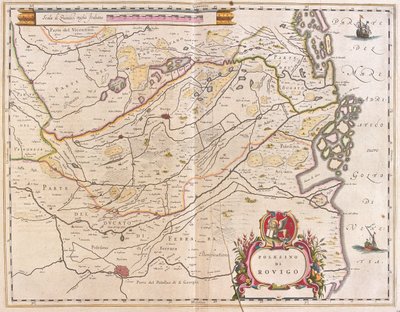 Rovigo, Itália, em "Theatrum Orbis Terrarum, sive Atlas Novus" de Willem Blaeu, Amesterdão de Willem Blaeu