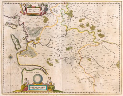 Saintonge e Angoumois, Charente-Maritime, em "Theatrum Orbis Terrarum, sive Atlas Novus" de Willem Blaeu, Amesterdão de Willem Blaeu