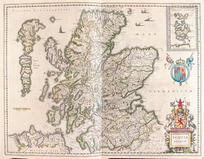 Escócia, em "Theatrum Orbis Terrarum, sive Atlas Novus" de Willem Blaeu, Amesterdão de Willem Blaeu