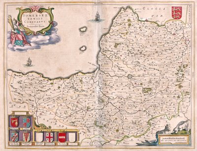 Somerset, em "Theatrum Orbis Terrarum, sive Atlas Novus" de Willem Blaeu, Amesterdão de Willem Blaeu