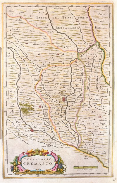 Território de Crema, Itália, em "Theatrum Orbis Terrarum, sive Atlas Novus" de Willem Blaeu, Amesterdão de Willem Blaeu