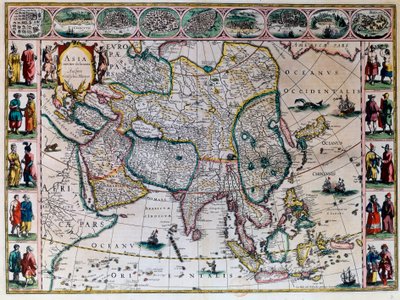 O teatro do mundo ou o novo atlas de Amesterdão. Mapa geográfico da Ásia por Willem Janszoon Blaeu (1571-1638) de Willem Blaeu