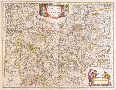 Trento, Itália, em "Theatrum Orbis Terrarum, sive Atlas Novus" de Willem Blaeu, Amesterdão de Willem Blaeu