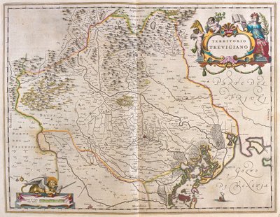 Treviso, Itália, em "Theatrum Orbis Terrarum, sive Atlas Novus" de Willem Blaeu, Amesterdão de Willem Blaeu