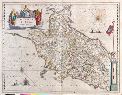Toscana e Vaticano, Itália, em "Theatrum Orbis Terrarum, sive Atlas Novus" de Willem Blaeu, Amesterdão de Willem Blaeu