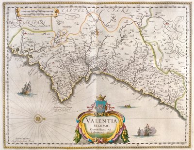 Valência, em "Theatrum Orbis Terrarum, sive Atlas Novus" de Willem Blaeu, Amesterdão de Willem Blaeu
