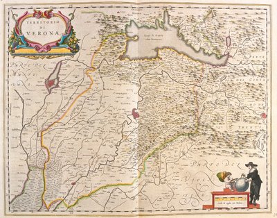 Verona, Itália, em "Theatrum Orbis Terrarum, sive Atlas Novus" de Willem Blaeu, Amesterdão de Willem Blaeu