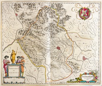 Vicenza, Itália, em "Theatrum Orbis Terrarum, sive Atlas Novus" de Willem Blaeu, Amesterdão de Willem Blaeu