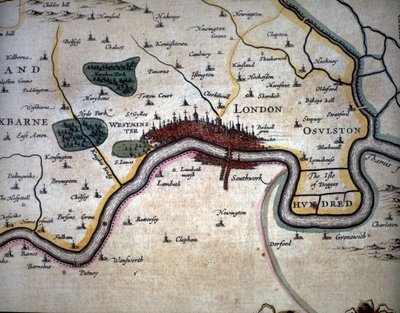 Vista de Londres e seus arredores. Atlas de W. Blaeu de Willem Blaeu