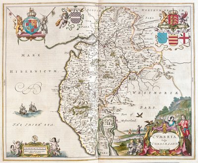 Westmorland - cumbria lake district, em "Theatrum Orbis Terrarum, sive Atlas Novus" de Willem Blaeu, Amesterdão de Willem Blaeu