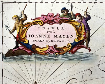Caçadores de baleias retratados em um quadro do Atlas de William Blaeu, impresso em Amsterdã em 1656. de Willem Blaeu