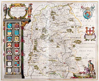 Wilshire, em "Theatrum Orbis Terrarum, sive Atlas Novus" de Willem Blaeu, Amesterdão de Willem Blaeu