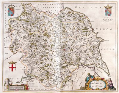 Yorkshire, em "Theatrum Orbis Terrarum, sive Atlas Novus" de Willem Blaeu, Amesterdão de Willem Blaeu