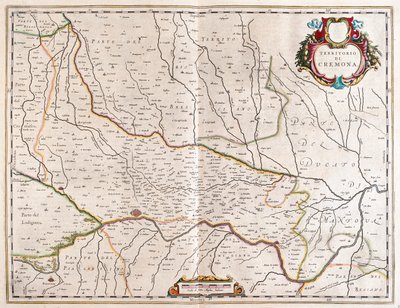 cidade de Cremona, Itália, em "Theatrum Orbis Terrarum, sive Atlas Novus" de Willem Blaeu, Amesterdão de Willem Blaeu