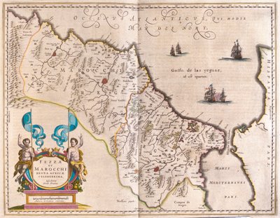 Noroeste de África e Marrocos, em "Theatrum Orbis Terrarum, sive Atlas Novus" de Willem Blaeu, Amesterdão de Willem Blaeu