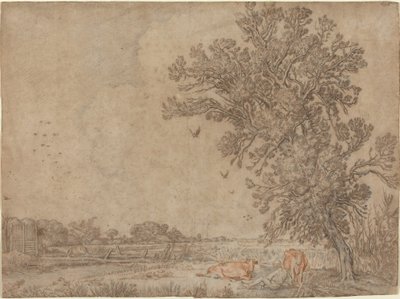 Prado com um pastor e vacas de Willem Buytewech