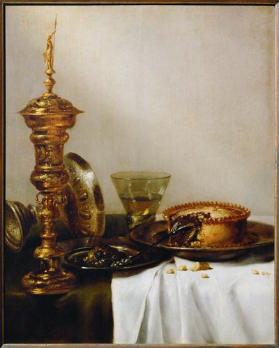 Natureza morta de pequeno-almoço com cálice (pintura) de Willem Claesz. Heda