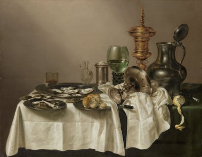 Ainda vida com copo dourado, 1635 de Willem Claesz. Heda