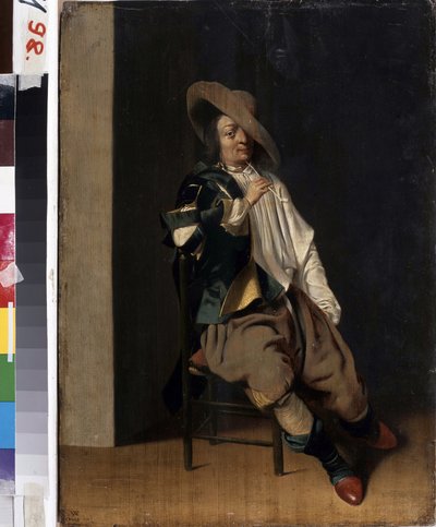 Fumador. (Um fumador). Retrato de um homem com um cano. Pintura de Willem Cornelisz Duyster (1599-1635). Óleo sobre madeira. Arte holandesa em estilo barroco. Museu Nacional de Kharkov Ucrânia de Willem Cornelisz Duyster
