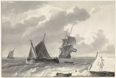 Veleiros em águas agitadas ao largo da costa de Willem Gruyter jr.