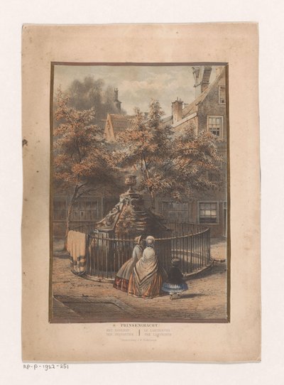 Fonte e pátio em Prinsengracht em Amesterdão de Willem Hekking jr.