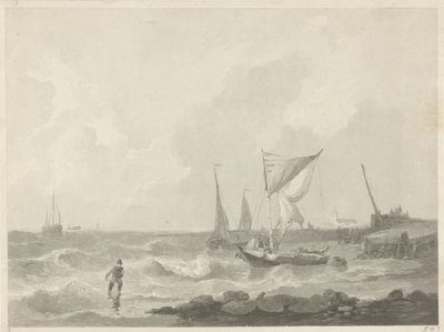 Barcos de pesca num molhe do porto de Willem Hendrik Hoogkamer