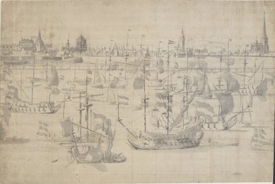 A frota holandesa em Copenhagen Red 1658 de Willem I van de Velde