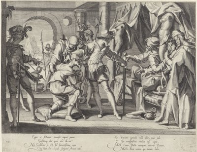 O Conde Guilherme III da Holanda ordena a decapitação do seu oficial de diligências
Thronus Justitiae (título da série) de Willem Isaacsz. van Swanenburg