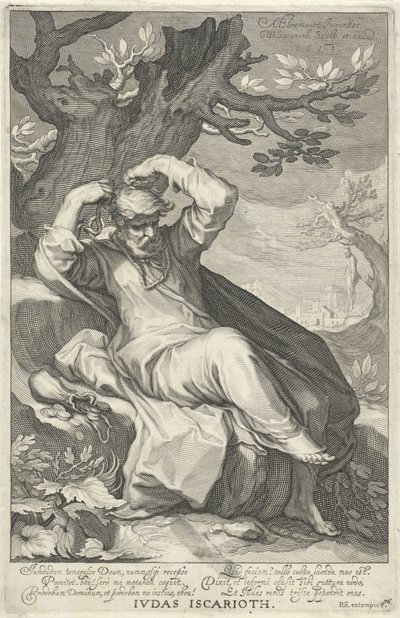 Judas Iscariotes enforca-se
Iudas Iscariotes (título sobre o objecto)
Pecadores do Antigo e do Novo Testamento (título da série) de Willem Isaacsz. van Swanenburg