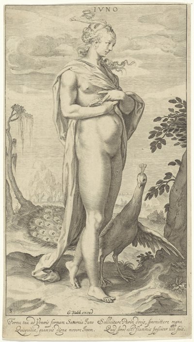 Juno com pavão Iuno (título no objeto) Julgamento de Paris (título da série) de Willem Isaacsz. van Swanenburg