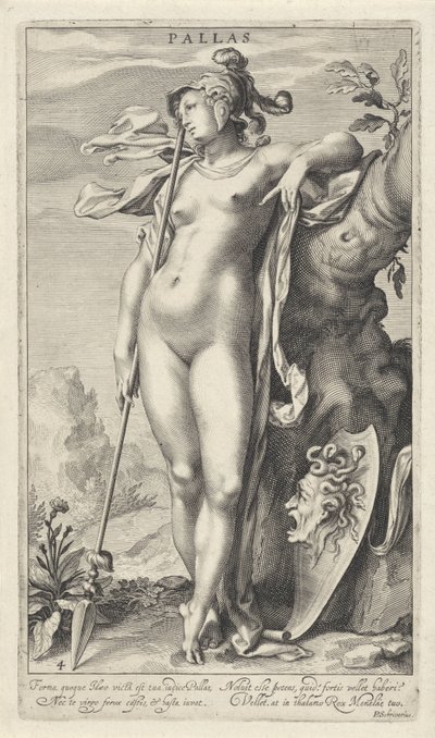 Minerva por uma árvore Pallas (título no objeto) Julgamento de Paris (título da série) de Willem Isaacsz. van Swanenburg
