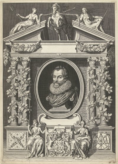 Retrato de Gerard Thibault em uma moldura arquitetônica de Willem Jacobsz Delff