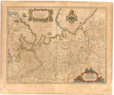 Mapa da Rússia a partir de: Velho Mundo ..., 1645 de Willem Janszoon Blaeu