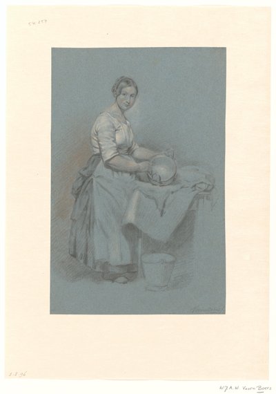 Serva de pé à mesa com bandeja de cobre de Willem Johannes Adrianus Wijnandus Voorn Boers