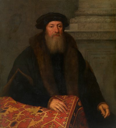 Retrato de um homem (óleo sobre tela, transferência de painel) de Willem Key