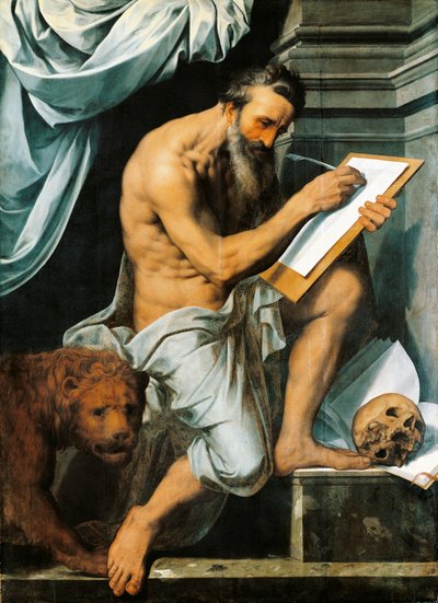St. Jerome (óleo sobre painel de carvalho) de Willem Key